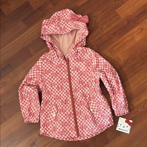 Hello Kitty Sanrio Girls Hooded Windbreaker Jacket with Ears